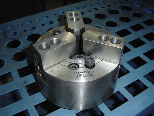 6.5" SAMCHULLY 3 JAW POWER CHUCK, UNUSED, MODEL HS-06, 6000 RPM, CAN REPLACE KITAGAWA B206