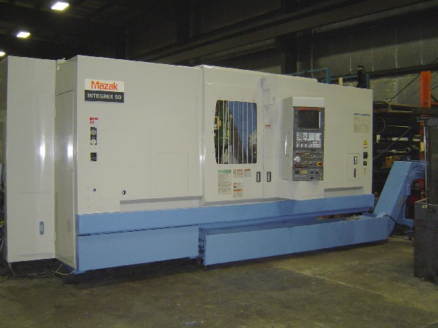 MAZAK INTEGREX 50-Y TURNING & MILLING CENTER 60" UNIVERSAL, 28" SWING, 24" CHUCK, 80 TOOL ATC, CAT 50, T-PLUS CONTROL, 1997