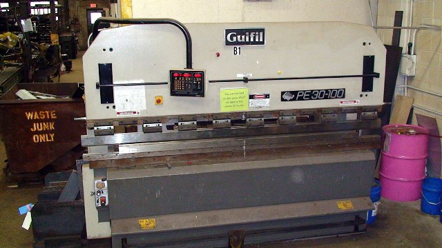 110 TON GUIFIL, 10' O.A., 8'4" B.H., 2 AXIS BACK GAUGE, 10 HP, UPACTING, 4" STROKE