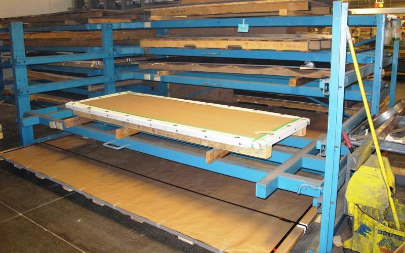 56" X 153" S & S, PULL OUT SHEET STOCK STORAGE RACK, 4 DRAWER, 4000LB CAPACITY