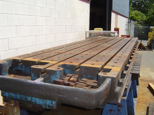 44" X 144" X 8.5" T SLOTTED TABLE, 5-2" T-SLOTS THAT ARE SPACED 8" APART FROM CENTERLINE