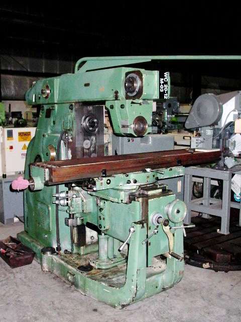 Mechanicy FWA41MU Universal Milling Machine with Motorized Overarm, 15" x 78" table, 50 taper, 45 degree table swivel