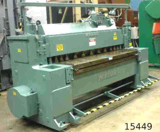 3/16&quot X 6&acute Wysong mdl 772, mech. shear, 60 strokes per min., 11 holddowns, 4 sided blades, 1972