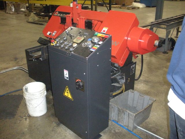 10" X 12" AMADA HA250W, AUTO FEED, COOLANT, 1 1/4" BLADE, 2001