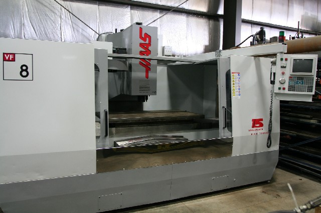 haas vf8, 15 hp high torque, 40 taper, 7500 rpm, chip conveyor, through spindle coolant, 1997