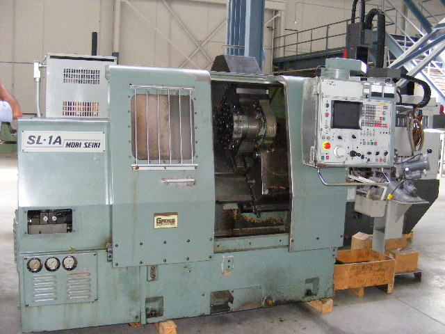 MORI SEIKI SL-1A, 16.5" SW, 12.4" CNTR, 10.8" LONG., 3.9" CROSS, A-5 SPDL, 1.6" BORE, FANUC 6T WITH CRT