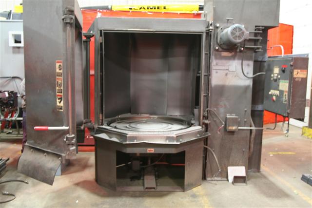 WHEELABRATOR WTM-48 TUMBLE BLAST, 48" TABLE, 38" HIGH, 2500 LOAD, NEW 1995