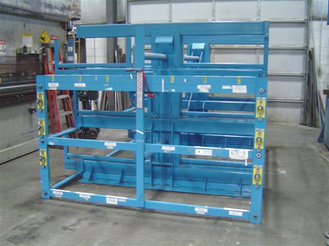 CRANK OUT RACK, 36" X 12' STEEL STORAGE RACK, OVERALL LENGTH 12', OVERALL WIDTH 78", 3 CRANK OUT SHELVES PER SIDE, 8400 LBS PER SHELF