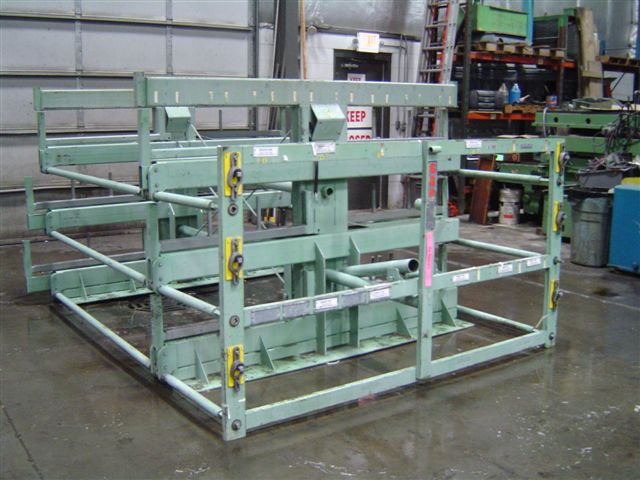 CRANK OUT RACK, 36 IN. X 12 FT. STEEL STORAGE RACK, OVERALL LENGTH 12', OVERALL WIDTH 78", 3 CRANK OUT SHELVES PER SIDE, 8400 LBS PER SHELF