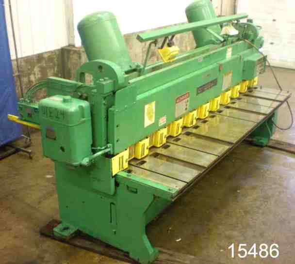 cincinnati , mdl 2cc10, 1/4&quot x 12&rsquo mechanical squaring shear, hydraulic holdowns, 2  front support arms, front operated 36&quot power back gaures, 1980