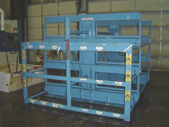 CRANK OUT RACK, 36" X 12' STEEL STORAGE RACK, OVERALL LENGTH 12', OVERALL WIDTH 78", 3 CRANK OUT SHELVES PER SIDE, 8400 LBS PER SHELF