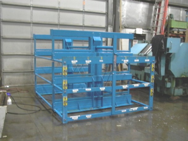 CRANK OUT RACK, 36" X 12' STEEL STORAGE RACK, OVERALL LENGTH 12', OVERALL WIDTH 78", 3 CRANK OUT SHELVES PER SIDE, 8400 LBS PER SHELF
