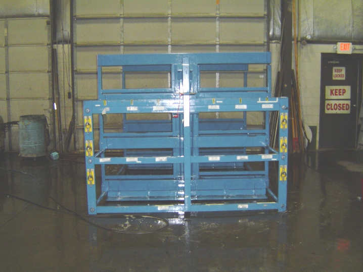CRANK OUT RACK, 36" X 12' STEEL STORAGE RACK, OVERALL LENGTH 12', OVERALL WIDTH 78", 3 CRANK OUT SHELVES PER SIDE, 8400 LBS PER SHELF