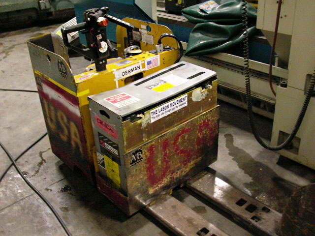 YALE TYPE E STAND UP FORKLIFT, 6000 LB CAPACITY, ELECTRIC, CHARGER, 36 INCH FORKS
