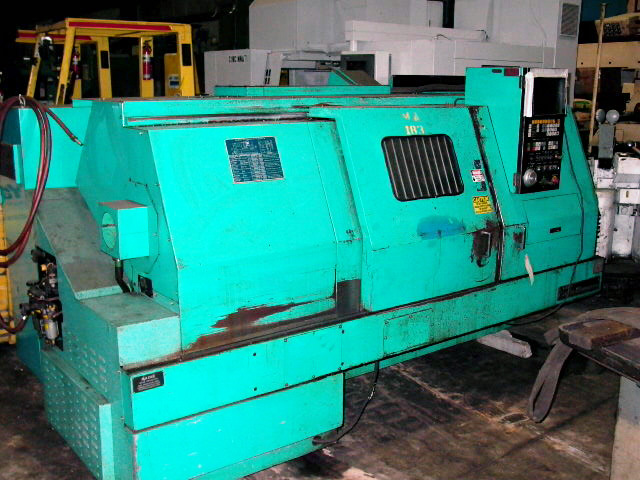 MAZAK QT-20 UNIVERSAL LATHE, 20 INCH SWING, 3.15 INCH BORE, 40.75 INCH CUTTING LENGTH, MAZOTROL T-1 CONTROL