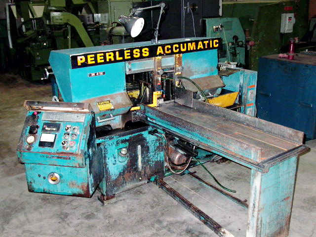 16 IN. X 12 IN. PEERLESS ACCUMATIC 1400 HORIZONTAL SAW, VARY SPEED, AUTO FEED, CHIP CONVEYOR