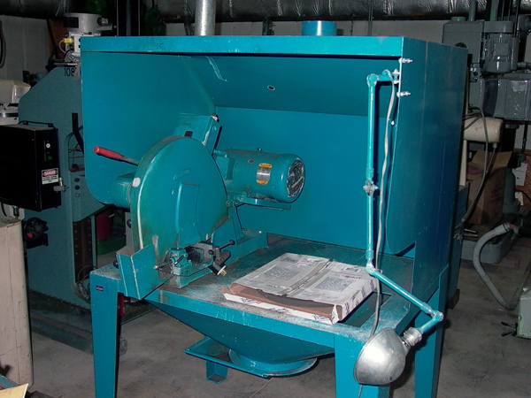 16" ABRASIVE SAW, BALDOR MOTOR, 10 HP, 3450 RPM, 8 REPLACEMENT WHEELS