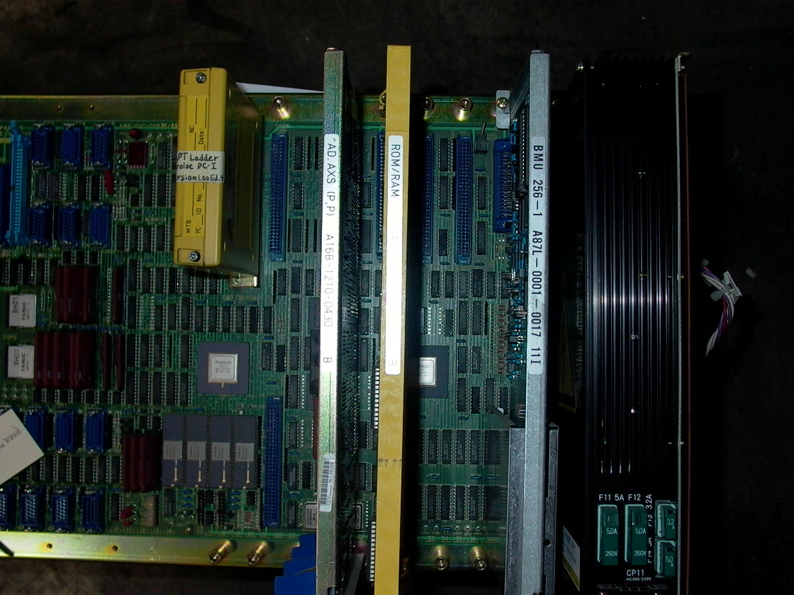 FANUC MOTHER BOARD, FANUC PC CASSETTE, AD AXS., (P,P) BOARD, ROM/RAM BOARD, BUBBLE MEMORY PCB 257-1, POWER UNIT