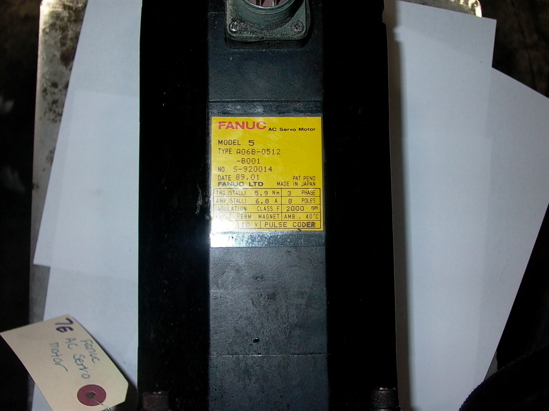 FANUC AC SERVO MOTOR, MODEL 5, 3PH, 2000 RPM, 34LBS, 1989