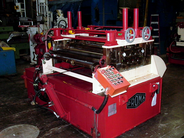 50", 11 ROLL, PROMA 4FL-7-02 FLATTENER, 4" ROLL DIAMETER, 15HP, 1986