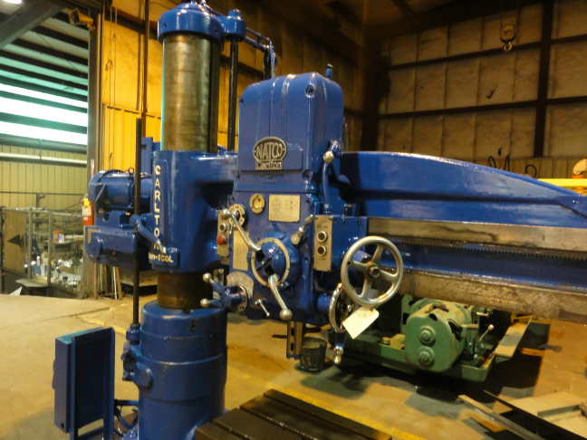 5' X 11" CARLTON 1A RADIAL DRILL, 2001, EQUIPPED WITH T-SLOTTED BOX TABLE
