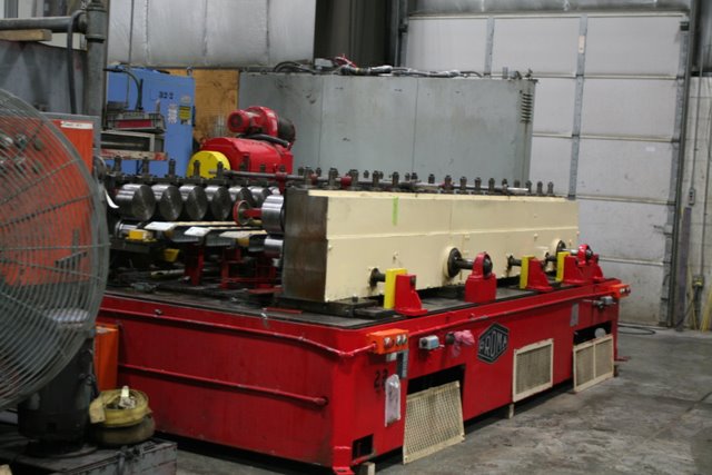 16 STAND PROMA ROLL FORMING LINE; 51" MAX ROLL SPACE; ROLL FEEDER; STRAIGHTNER; PUNCHING UNIT; 9 STAND PROMA ROLL FORMER; END BENDING UNIT; THREADING TABLE; FEED CONVEYOR