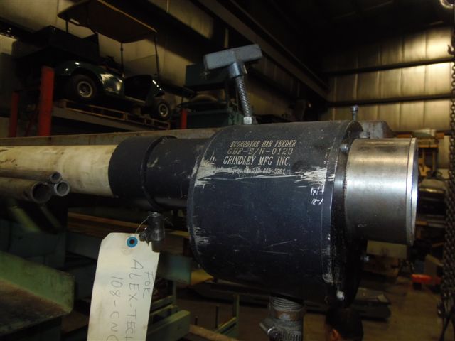 16' GRINDLEY ECONODYNE BAR FEEDER, 7 PUSHER RODS, HYDRAULIC UNIT, 2 STANDS 