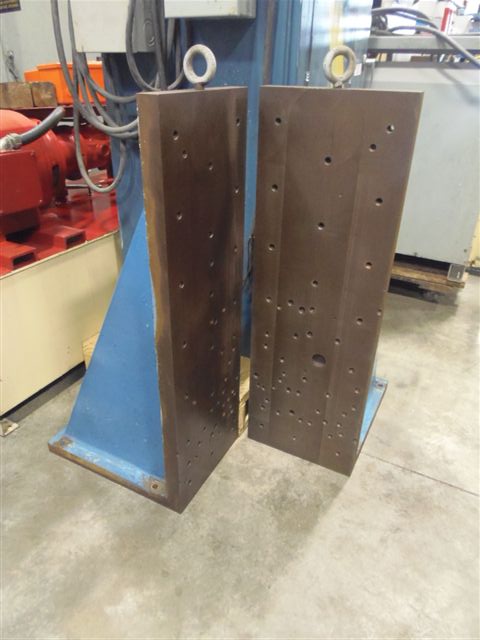 ANGLE PLATES, 14"WIDE X 42" TALL X 20" DEEP AT THE BASE, DRILLED AND TAPPED