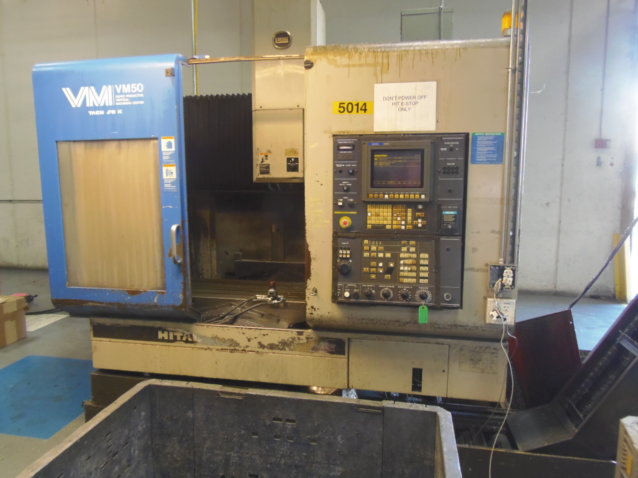 HITACHI SEIKI VM-50, 30 X 20 X 20, 44 X 20 TABLE, 12,000 RPM, 40 TAPER, 30 ATC, CHIP CONVEYOR, 1997