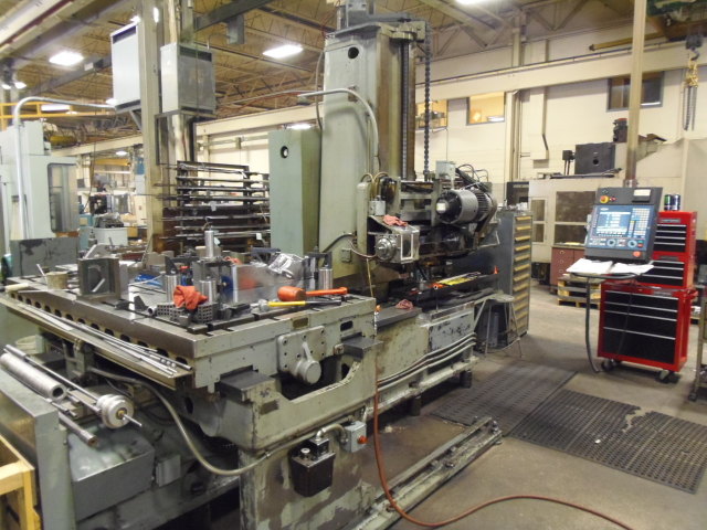 WARD RIDDLE CNC, 1.5" CAP., 40" DEPTH, 19.25 HP, MOUNTED ON BORING BAR WITH 48" V, 48" IN/OUT, 60" X TRAVELS, 40 X 84 TABLE, FAGOR 8055 CNC CONTROL, BALL SCREWS