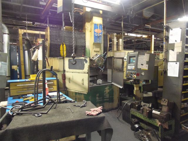 52" BULLARD DYNE AU TURN, 46" POWER CHUCK, 52" SWING, 5 SIDED POWER INDEX TURRET, ALLEN BRADLEY SERIES 9 CNC CONTROL, 75 HP, 1983