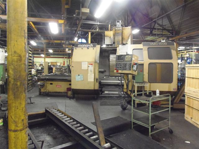 MONARCH VMC-150B, 50" X 30" X 44" TRAVELS, 50 TAPER, FANUC 15M, 6000 RPM, DUAL PALLET SHUTTLE, COOLANT THRU, 1995