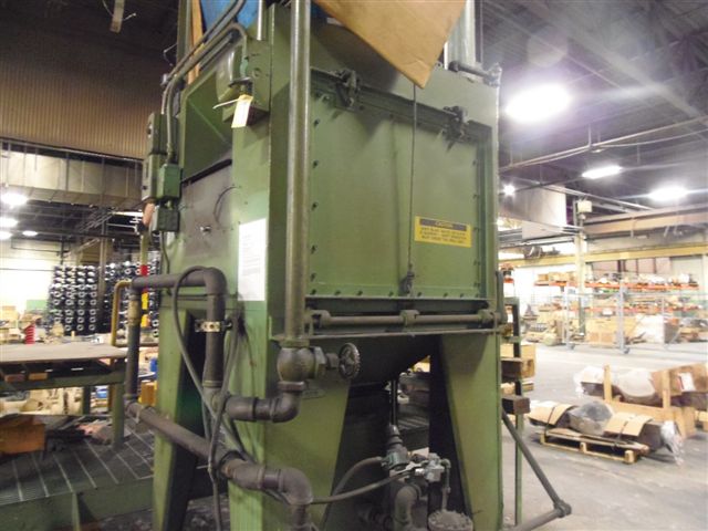 AMERICAN WHEELABRATOR AIR SHOT BLAST CABINET, 36" CUBE INSIDE DIMENSIONS, 36" X 32" DOOR