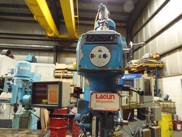 LAGUN FTV-1S, 10" X 44" TABLE, POWER DRAW BAR, POWER ON X, 2 AXIS DRO, 1988