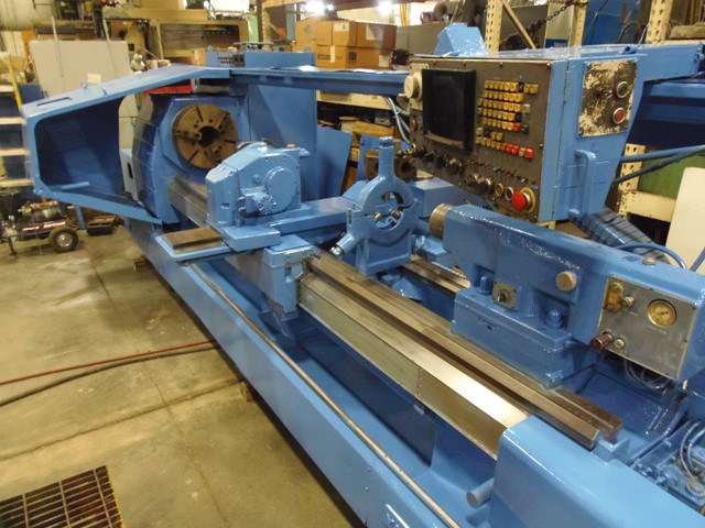MAZAK M-5, 6.5" BORE, 18" 3 JAW,  FANUC 6T WITH CRT, 100" CENTER DISTANCE, 24" SWING,STEADY REST