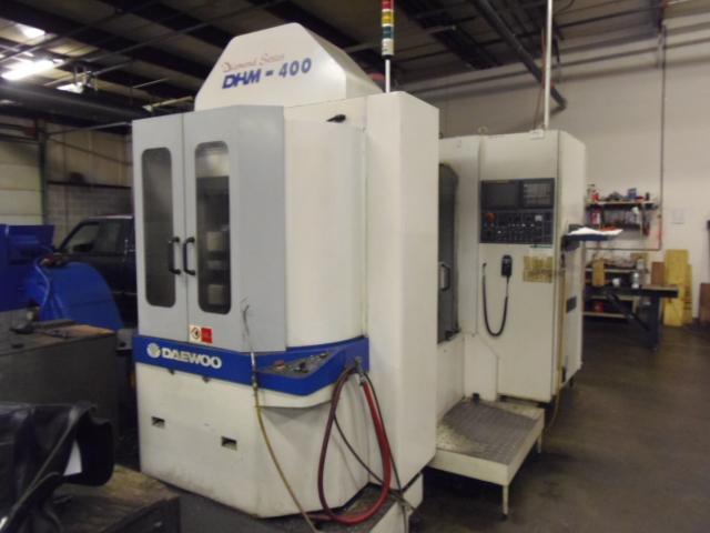 DAEWOO DMH-400, 15.75" DUAL PALLETS, 2001, 60 ATC, 40 TAPER, THRU SPINDLE, FANUC 16iM, 1 DEGREE, 23.6 X 22 X 22
