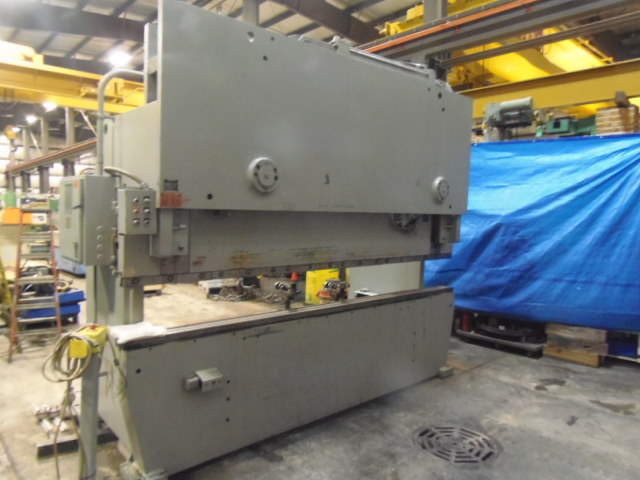 300 TON HTC, 12'/10'6", MANUAL FRONT OPERATED BACK GUAGE, FLUSH FLOOR, 4 WAY DIE