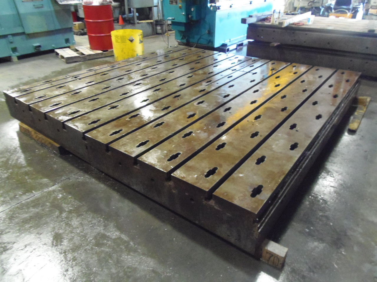 5' X 10' FLOOR PLATES, 2 MATCHING, 12" THICK, T-SLOTTED, 10' X 10' AREA