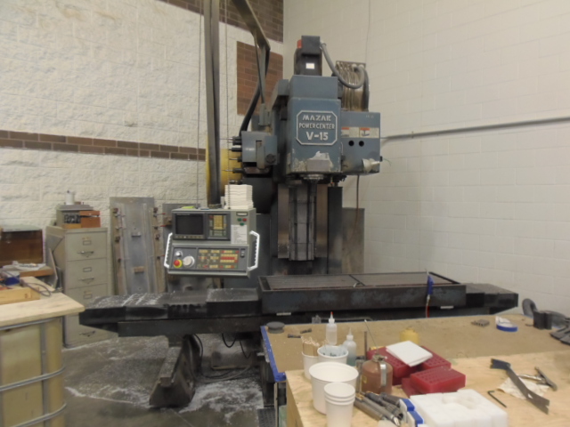 MAZAK V-15, FANUC OM, 60"X, 20"Y, 30"Z, FANUC RED CAP MOTORS, AC SPINDLE DRIVE, 3200 RPM, 50 TAPER, MACHINED PLASTIC