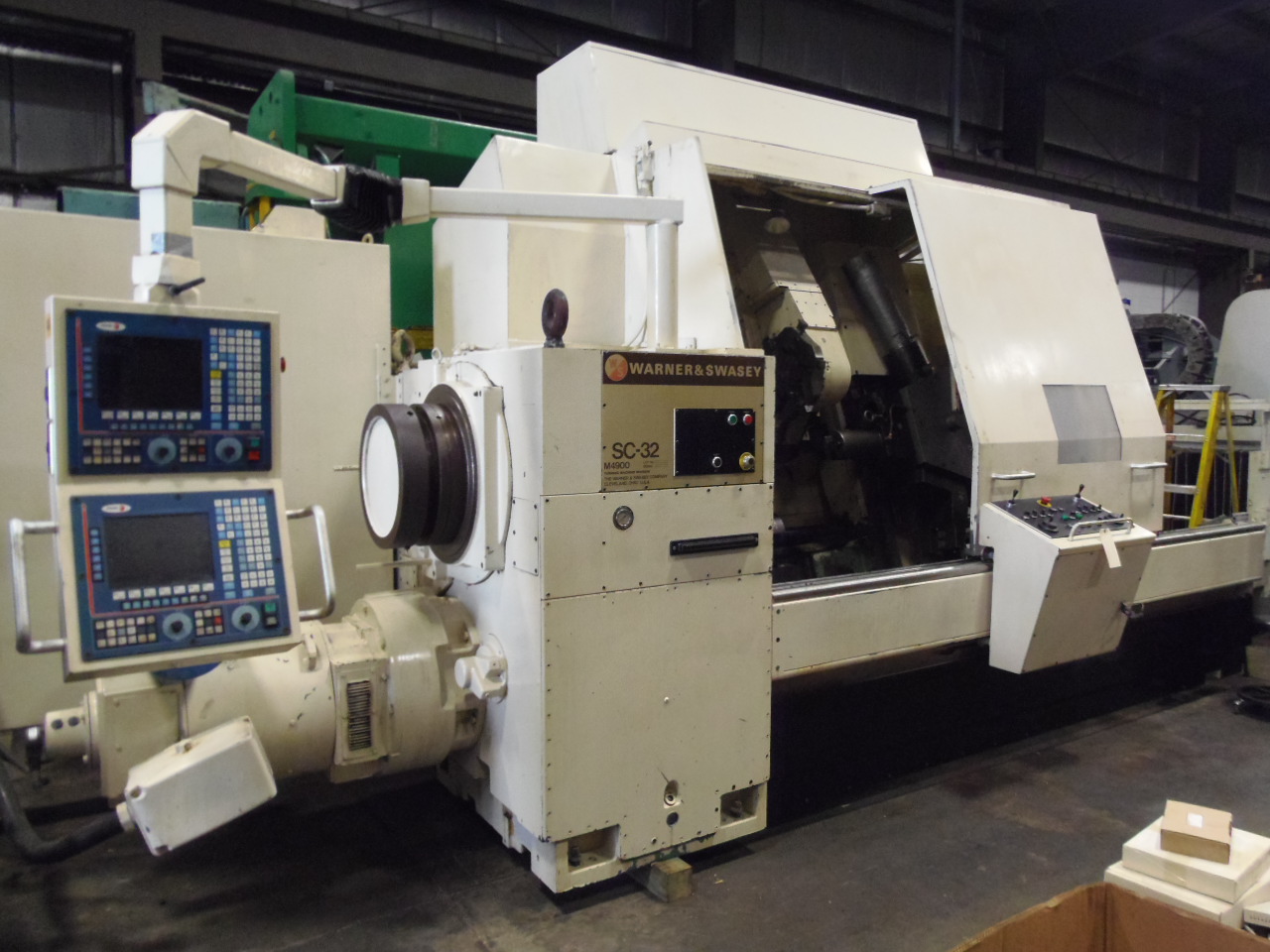 W&S SC32,   32" SWING, 12.5" HOLE, REBUILT AND RETRO 2008, 2-FAGOR 8055/A-T CTRLS, FAGOR DRIVES, NEW SCREWS, TWIN TURRETS, 100" BED
