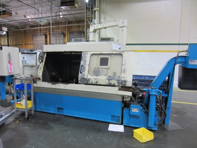 22" X 43" SENECA FALLS, MODEL EW75, 2 HEAD, FANUC POWER MATE CONTROL, 2001, 25 HP, 10 - 1750 RPM, 2001