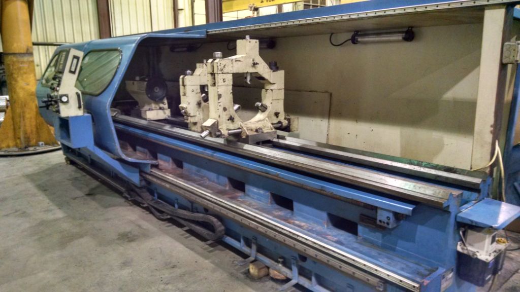 24.8" X 157" POREBA CNC FLAT BED LATHE, MODEL TRP63MN/4000, 15" OCS, FANUC 21T