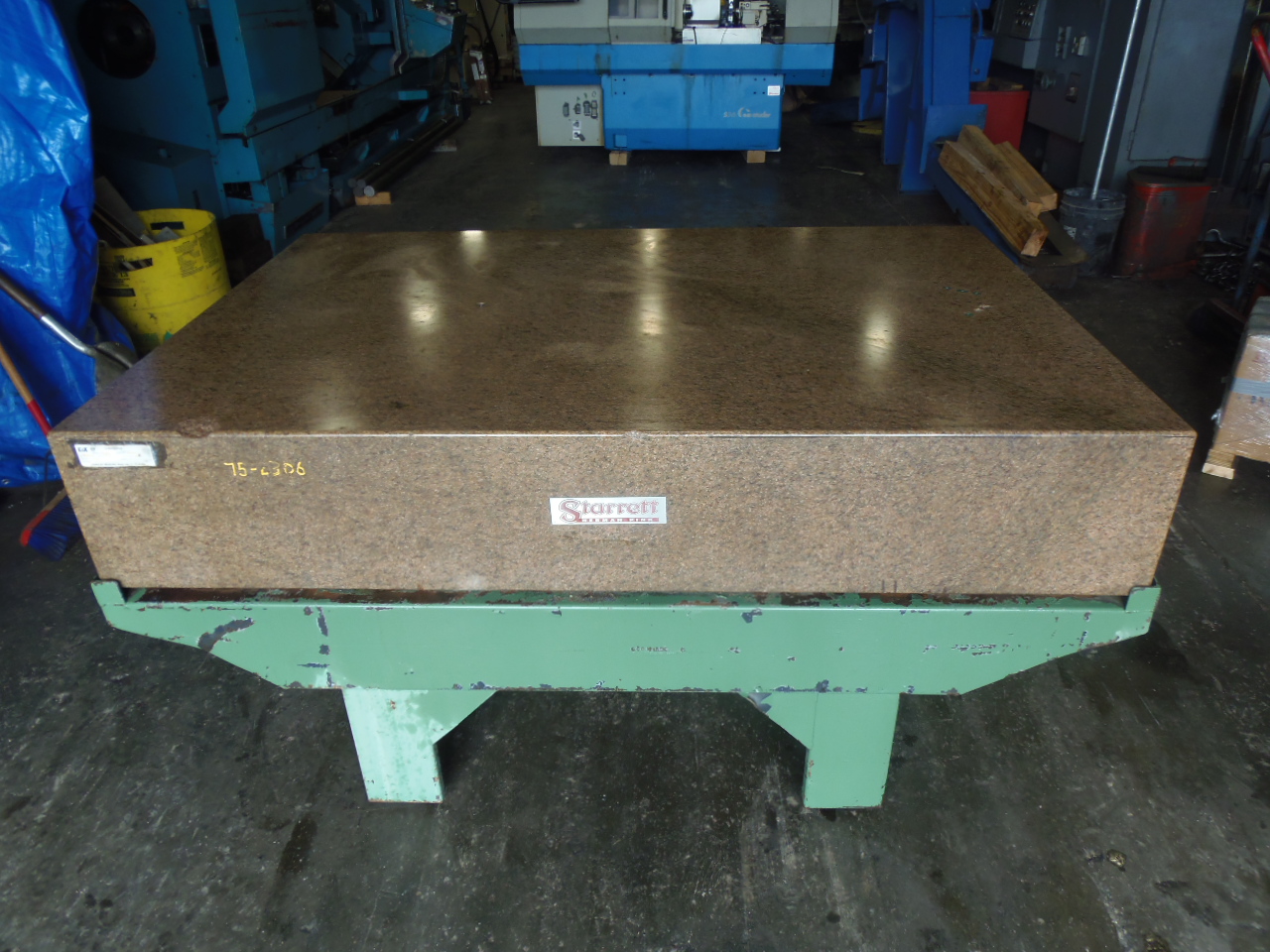 4' x 6' STARRETT GRANITE SURFACE PLATE, 12" THICK, 20" STAND, PINK GRANITE, ONE CHIP