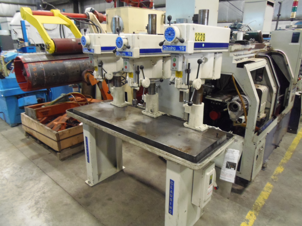 CLAUSING 3 SPINDLE DRILL, MODEL 15, 30" X 60" TABLE, 2000 RPM, 