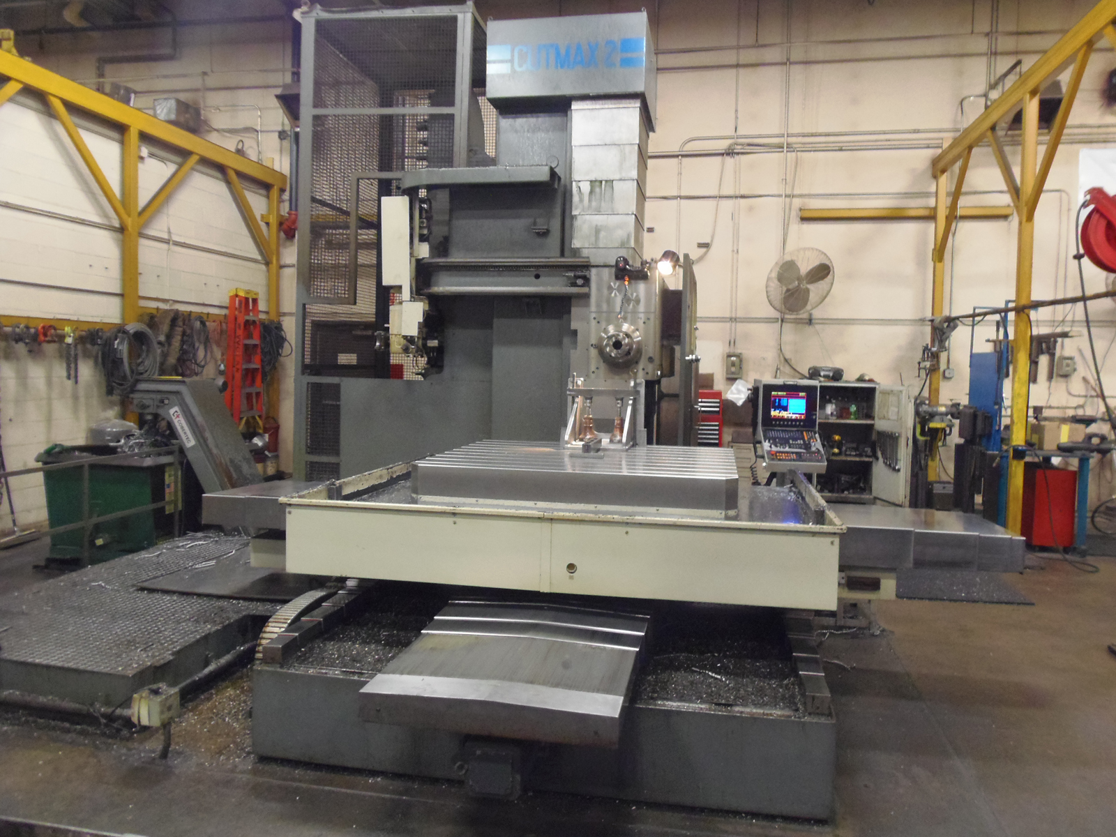 4.75" WOTAN CUTMAX 2 CNC HORIZONTAL BORING MILL, 20 - 3000 RPM, 55 X 63 ROTARY TABLE, 60 ATC, PROBE, CT 50, 71 X 67 X 59 X 23, HEIDENHAIN iTNC 426, 41 HP, 1999