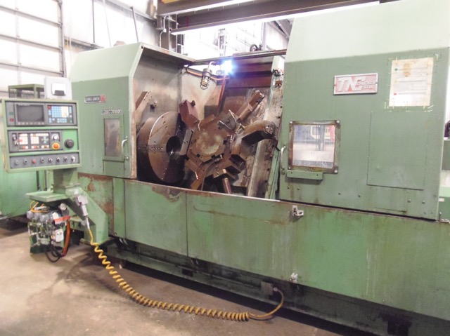 J & L 1036, FANUC 0-TC CONTROL, 10" HOLE, 32" 3 JAW HYD CHUCK, 90 HP