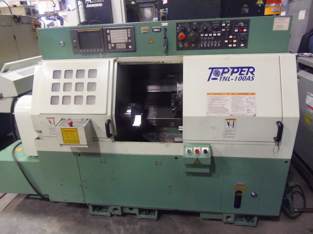 TOPPER TNL-100AS, LIVE TOOLING, C-AXIS, 8" CHUCK, PARTS CATCHER, 2.4" BARFEED, CHIP CONVEYOR