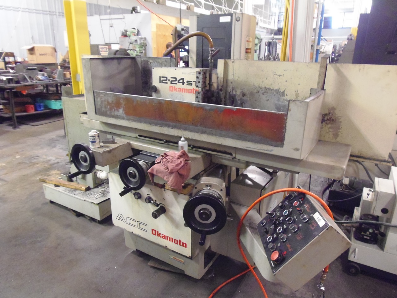 12" X 24" OKAMOTO 12-24ST, INCR. DOWNFEED, FINELINE CHUCK WITH CONTROLS, FACTORY SERVICED, 1997